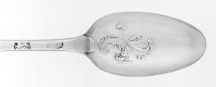 C70-1186. Spoon, marks and detail of bowl.