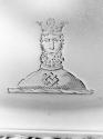 C74-384. Candlestick, crest of bearded and crowned man.
