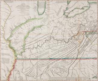A/ NEW MAP/ of the Western Parts of/ VIRGINIA, PENNSYLVANIA,/ MARYLAND and NORTH CAROLINA;/ Comprehending the RIVER OHIO, and all the Rivers, which fall into it;/ Part of the RIVER MISSISSIPPI, the Whole of the/ ILLINOIS RIVER,/ LAKE ERIE...
