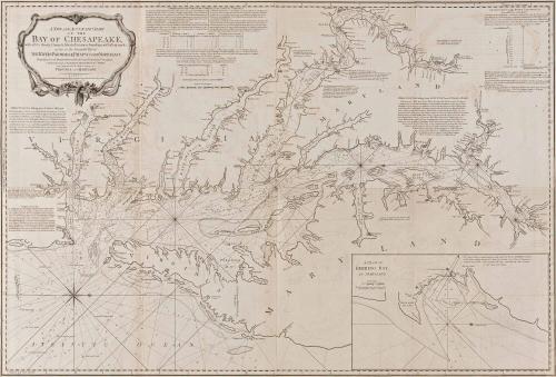 A NEW AND ACCURATE CHART/ OF THE/ BAY OF CHESAPEAKE,/ with all the Shoals, Channels, Islands, Entrances, Soundings, and Sailing-marks,/ as far as the Navigable Part of/ THE RIVERS PATOWMACK, PATAPSCO AND NORTH-EAST.