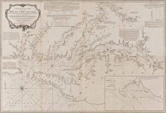 A NEW AND ACCURATE CHART/ OF THE/ BAY OF CHESAPEAKE,/ with all the Shoals, Channels, Islands, Entrances, Soundings, and Sailing-marks,/ as far as the Navigable Part of/ THE RIVERS PATOWMACK, PATAPSCO AND NORTH-EAST.