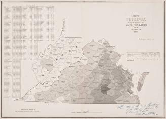 Map of Virginia Showing the distribution of its Slave Population from the Census of 1860 Washington, June 13th 1861