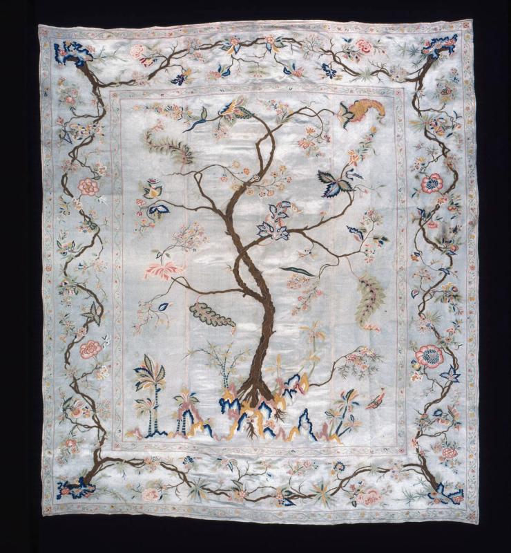 Bed cover, silk embroidered with silk – Works – The Colonial ...