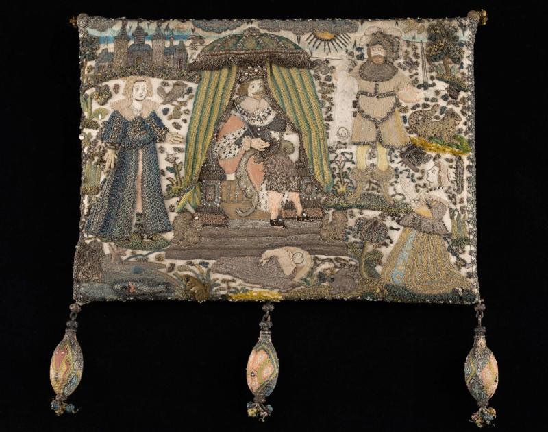 Embroidered picture, Medium: silk, metal wire, metal-wrapped silk